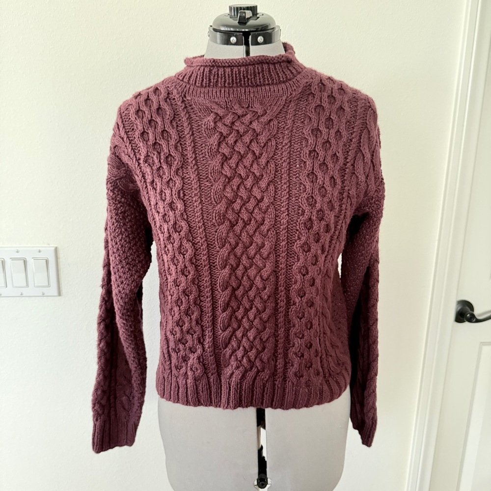 VTG Hand Knit‎ For Contempo Casuals Cable Knit Sweater Ramie Cotton Size M Red